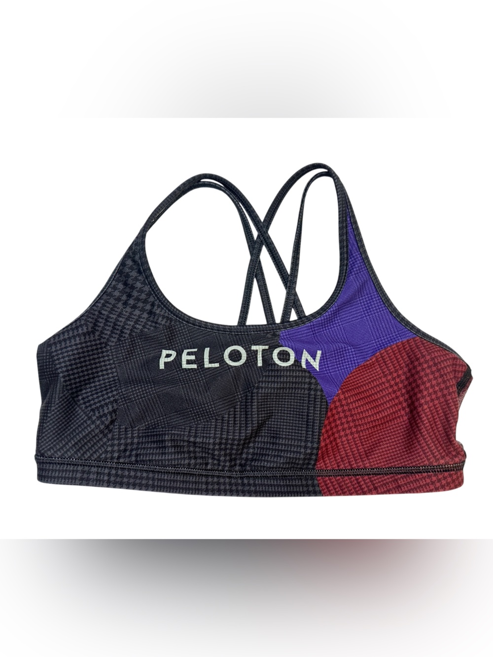 Peloton WITH Wear It To Heart Topsy Turvy  Houndstooth Sports Bra XL